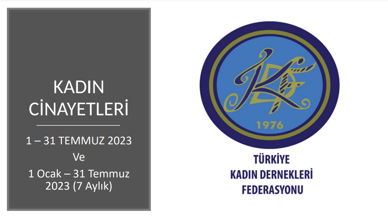 Türkiye Kadın Dernekleri Federasyonu, 2023 Temmuz Ayında 33 kadın katledilmiştir.