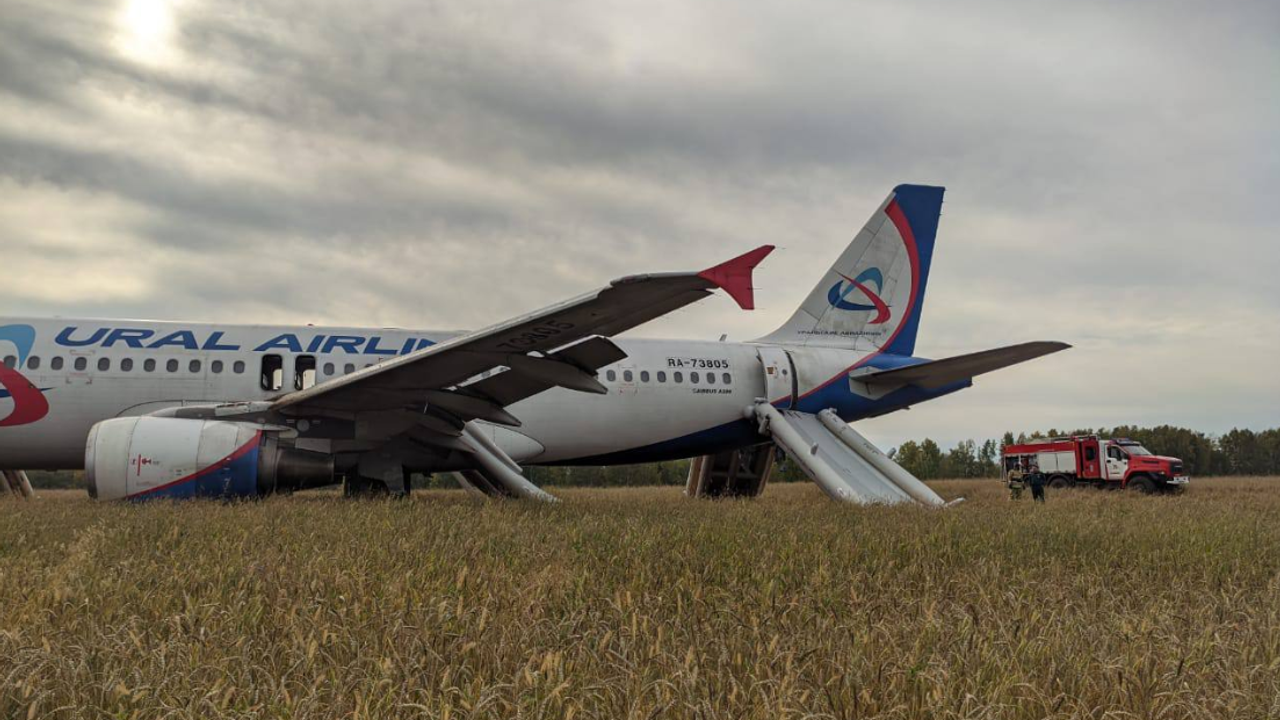 İçinde 160'tan fazla kişinin bulunduğu Rus uçağı Sibirya'daki bir tarlaya acil iniş yaptı