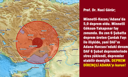 Adana'da 5.0 büyüklüğündeki depremin ardındın 20 artçı sarsıntı meydana geldi