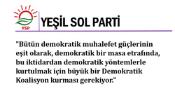 Yeşil Sol Parti: "Demokratik Koalisyon’un kurulması için elimizden gelen tüm çabayı göstereceğiz."