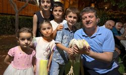 7 yaşındaki çocuk horozunu Başkan Tutdere'ye hediye etti