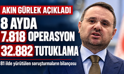 Akın Gürlek: 8 ayda 81 ilde 7 bin 818 operasyon, 32 bin 882 tutuklama