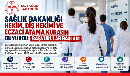Sağlık Bakanlığı Hekim, Diş Hekimi ve Eczacı Atama Kurasını Duyurdu: Başvurular Başladı