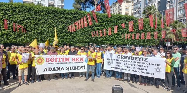 Adana'da İş Bırakan Eğitim Sen Üyeleri Birleşik Mücadele Çağrısı Yaptı