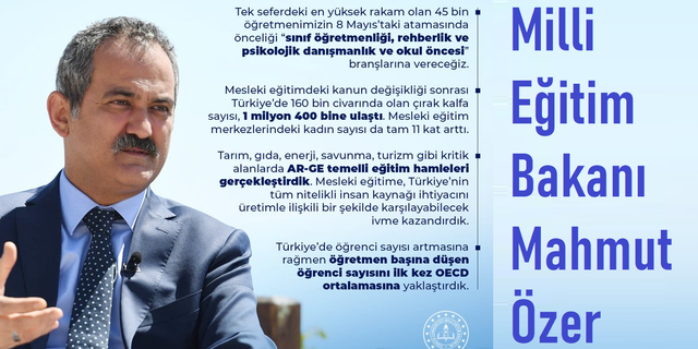 Bakan Özer; "Son yirmi yılın tek seferdeki en yüksek öğretmen atamasını gerçekleştireceğiz"