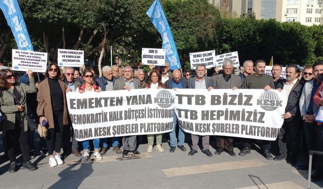 Adana'da KESK, "Gelin emeğimize, ekmeğimize, geleceğimize, bütçe hakkımıza birlikte sahip çıkalım" dedi.