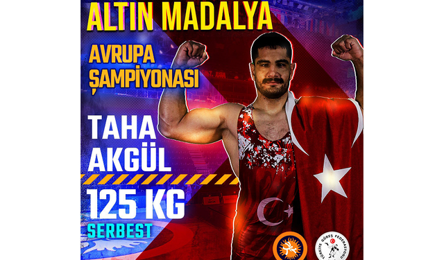 Milli güreşçi Feyzullah Aktürk, serbest stil 92 kiloda Avrupa şampiyonu oldu.