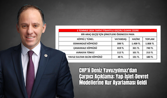 CHP'li Deniz Yavuzyılmaz'dan Çarpıcı Açıklama: Yap-İşlet-Devret Modellerine Kur Ayarlaması Geldi