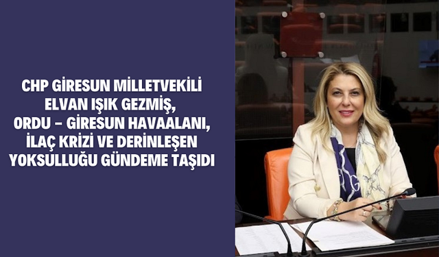 CHP Giresun Milletvekili Elvan Işık Gezmiş, Ordu-Giresun Havaalanı, İlaç Krizi ve Derinleşen Yoksulluğu Gündeme Taşıdı