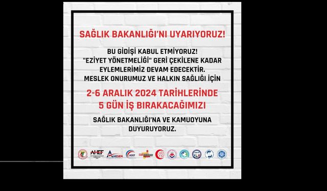 TTB’den 5 Günlük İş Bırakma Eylemi: “Bu Gidişi Kabul Etmiyoruz”