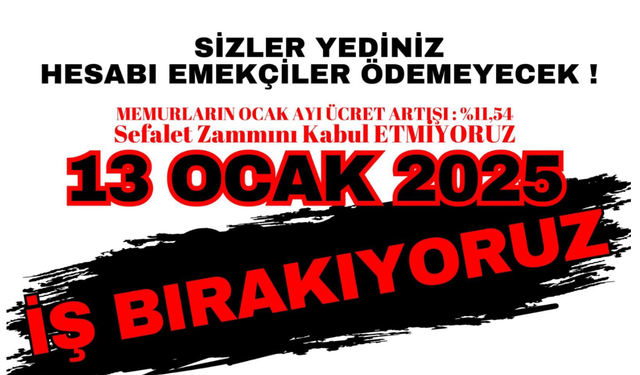 13 Ocak Pazartesi Günü Kamu Emekçileri İş Bırakıyor: "Haklarımız İçin Mücadeleyi Büyütüyoruz!"