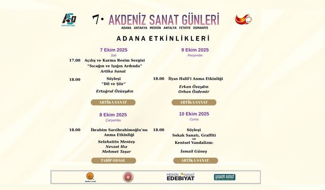 Akdeniz Sanat Günleri’nin 7’ncisi Başlıyor: Adana 7-10 Ekim’de Sanatla Buluşacak