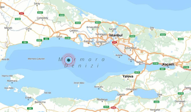 Marmara'da 5 büyüklüğünde deprem