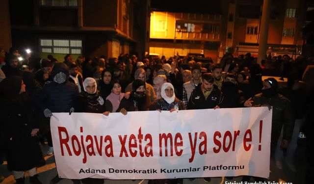 Adana’da Rojava Yürüyüşü: Polis Ablukası Aşıldı, “Bijî Berxwedana Rojava” Sloganları Yükseldi