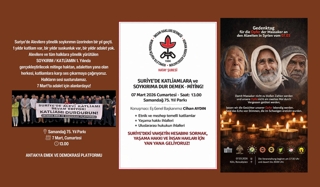 “Suriye’de Alevi Soykırımına Dur De” Çağrısı: 7 Mart'ta Köln ve Samandağ’da Miting