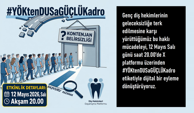 Bugün X’te Dijital Eylem: Genç Diş Hekimleri “#YÖKtenDUSaGÜÇLÜKadro” Etiketinde Buluşuyor