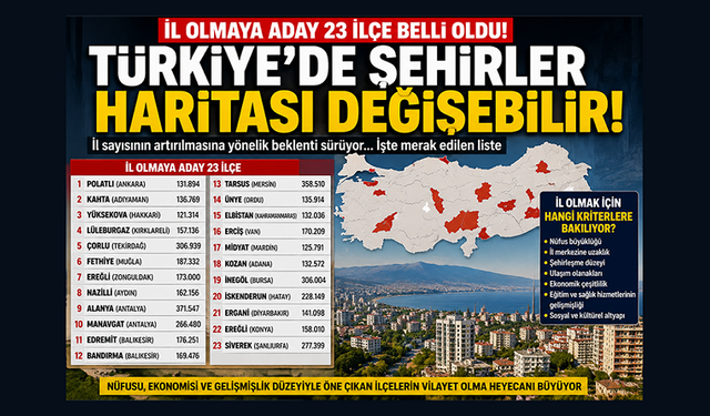 Türkiye’de “il olabilecek ilçeler” listesi gündemde: 23 ilçe öne çıktı