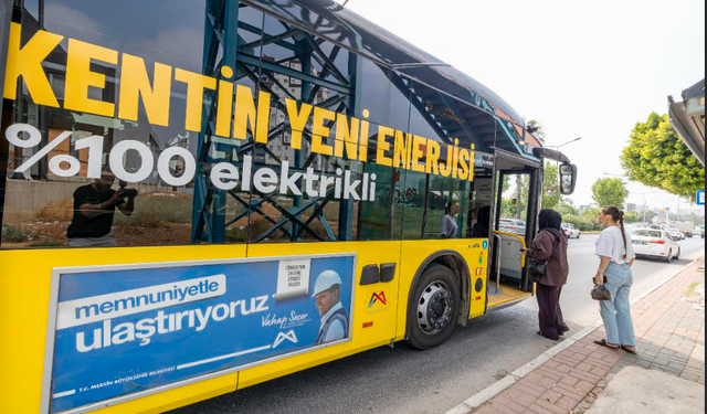 MERSİN’DE ELEKTRİKLİ OTOBÜSLERE VATANDAŞLARDAN TAM NOT