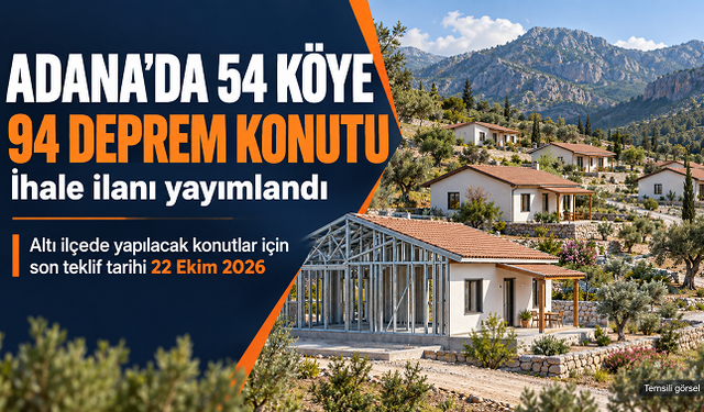 Adana’da 54 köye 94 deprem konutu için ihale ilanı yayımlandı