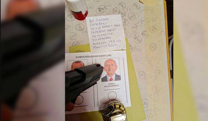 Oy kabininde silahını Kılıçdaroğlu’nun fotoğrafına doğrulttu