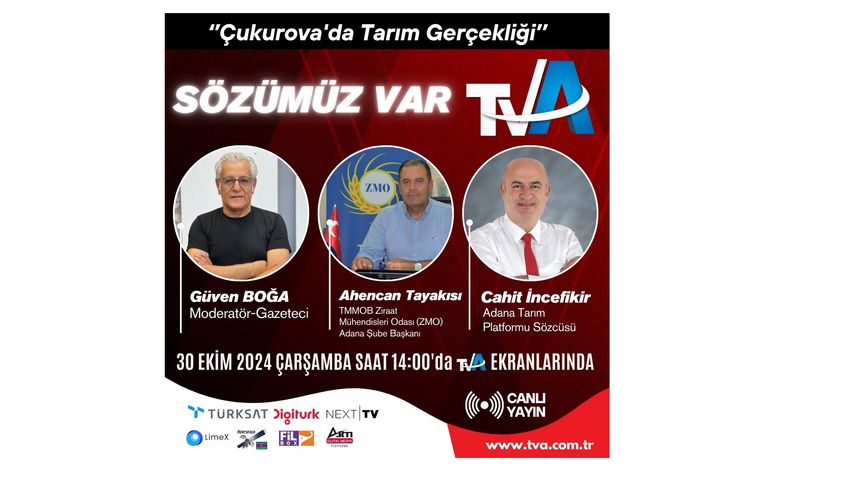 Bu hafta “Sözümüz Var” programının konusu, “Çukurova’da Tarım Gerçekliği”