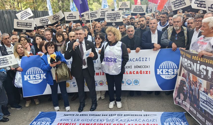 KESK, Tüm İllerden Gelen KHK'lı Kamu Emekçileri İle Adalet Bakanlığı Önünde