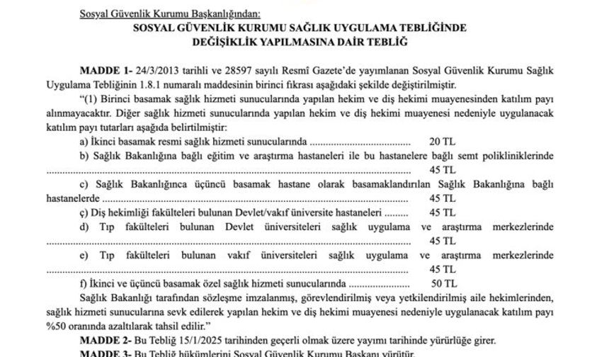 Sağlık Bakanlığı'ndan Katılım Paylarıyla İlgili Açıklama