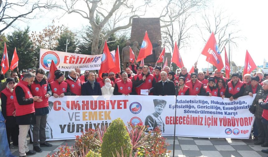 Eğitim-İş, Tekirdağ'da 'Cumhuriyet ve Emek Yürüyüşü 'ne Başladı!