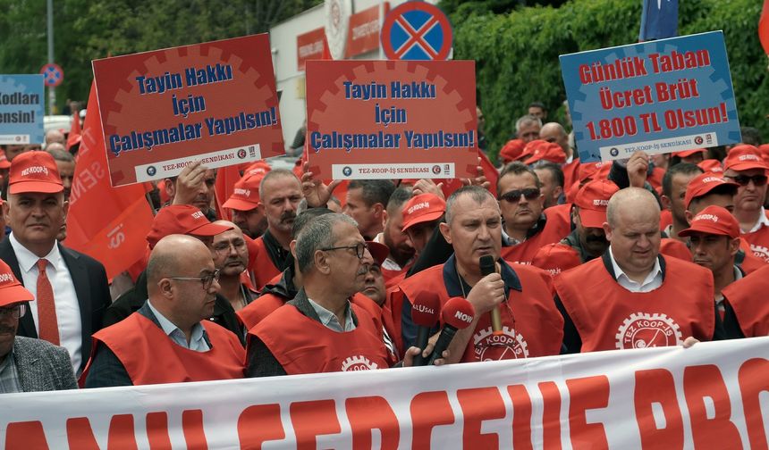 Tez-Koop-İş Sendikası’ndan Bakanlık Önünde Eylem: Kamu Çerçeve Protokolü Derhal İmzalanmalı!