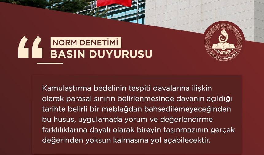 Anayasa Mahkemesi’nden emsal karar: Kamulaştırma bedeli davalarında temyiz yasağı iptal edildi