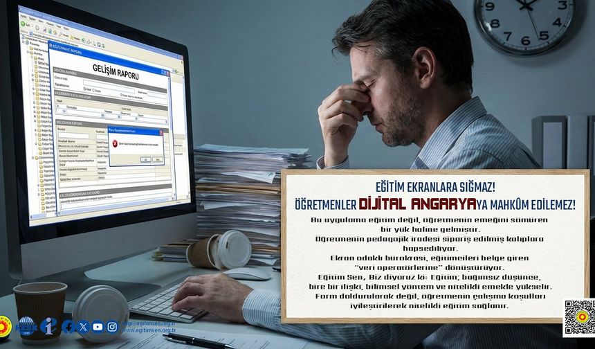 Eğitim Sen Mersin: “Eğitim Ekranlara Sığmaz, Öğretmenler Dijital Angaryaya Mahkûm Edilemez”
