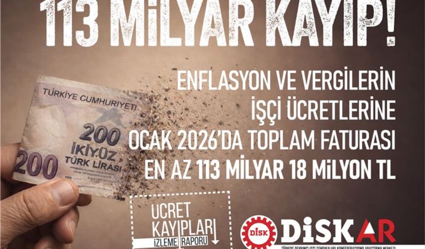 DİSK-AR: Yılın İlk Ayında İşçilerin Kaybı 113 Milyar TL’yi Aştı