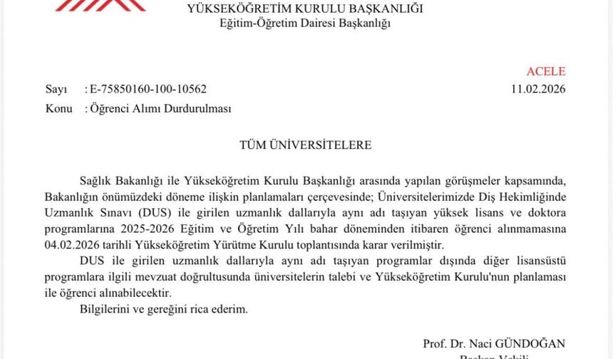 YÖK’ten Diş Hekimliğinde Uzmanlık Eğitimine Yeni Düzenleme