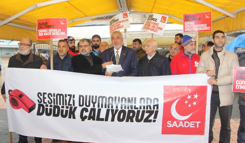 Saadet Partisi’nden 6 Şubat depremlerinin 3. yılında “Deprem Düdüğü” eylemi