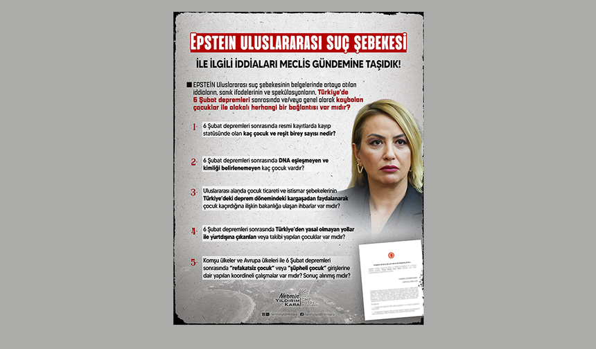 CHP’li Nermin Yıldırım Kara, Epstein İddialarını Meclis Gündemine Taşıdı