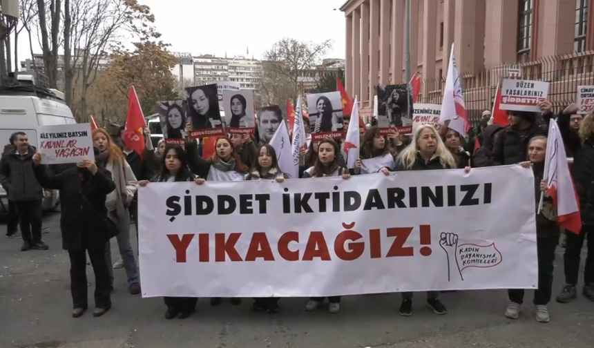 Ankara’da kadınlardan Adalet Bakanlığı önünde protesto: “Kadınları değil katilleri koruyan düzen hesap verecek”