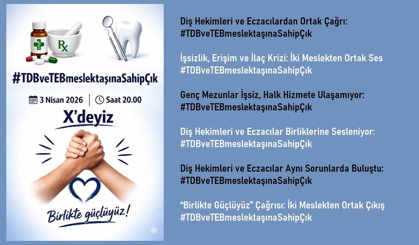Diş Hekimleri ve Eczacılardan Çağrı: TDB ve TEB Meslektaşına Sahip Çık
