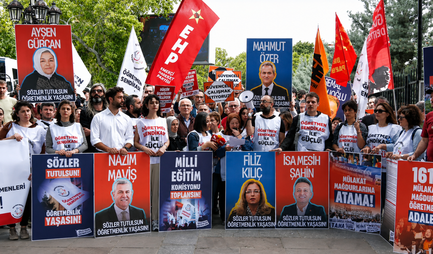 Öğretmenlerden MEB önünde ortak eylem: “Sözler tutulmazsa 14 Haziran’da Ankara’ya gelip dönmeyeceğiz”