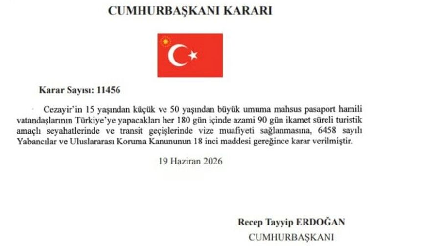 Cezayir’e vize muafiyeti: Belirli yaş gruplarına 90 gün Türkiye seyahat hakkı