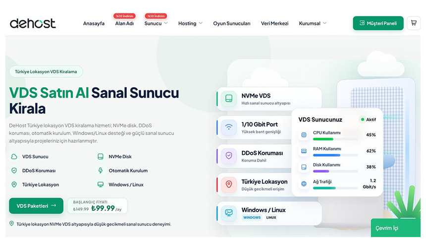 Dehost ile VPS ve VDS Sunucu Altyapısında Esnek ve Güçlü Çözümler