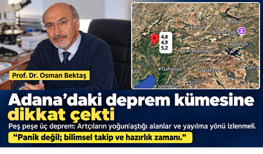 Osman Bektaş’tan Adana’daki deprem kümesine ilişkin değerlendirme: Bilimsel takip ve hazırlık zamanı