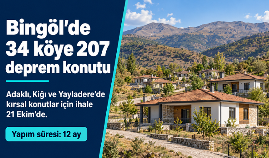 Bingöl’de 34 köye 207 deprem konutu: İhale 21 Ekim’de