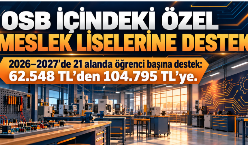 OSB içindeki özel meslek liselerinde öğrenci başına destek 104 bin 795 TL’ye kadar çıkıyor