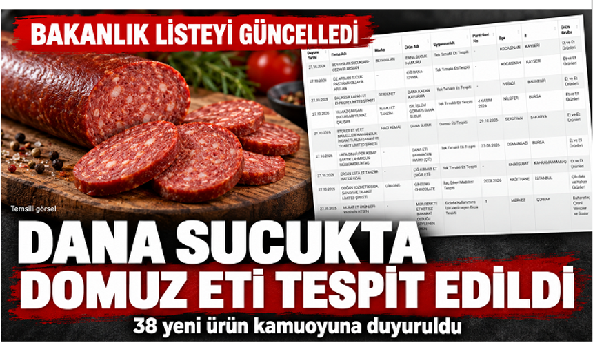 Bakanlık listeyi güncelledi: Dana sucukta domuz eti tespit edildi