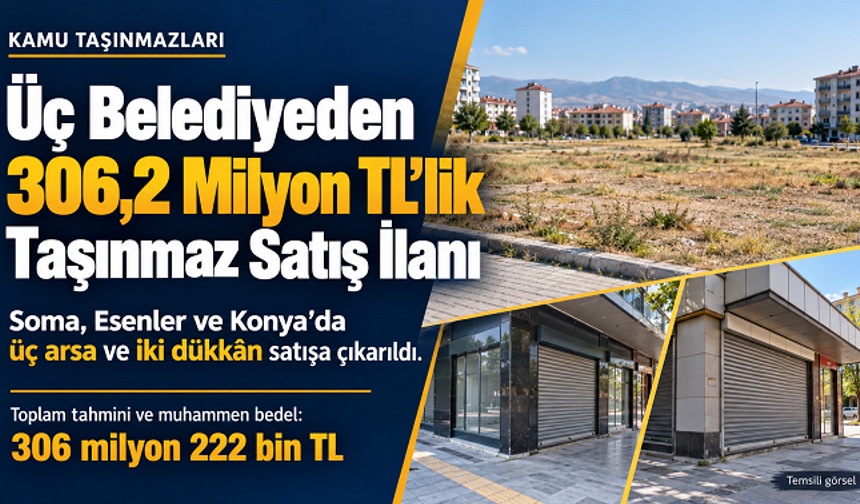 Üç Belediyeden Toplam 306,2 Milyon TL’lik Taşınmaz Satış İlanı