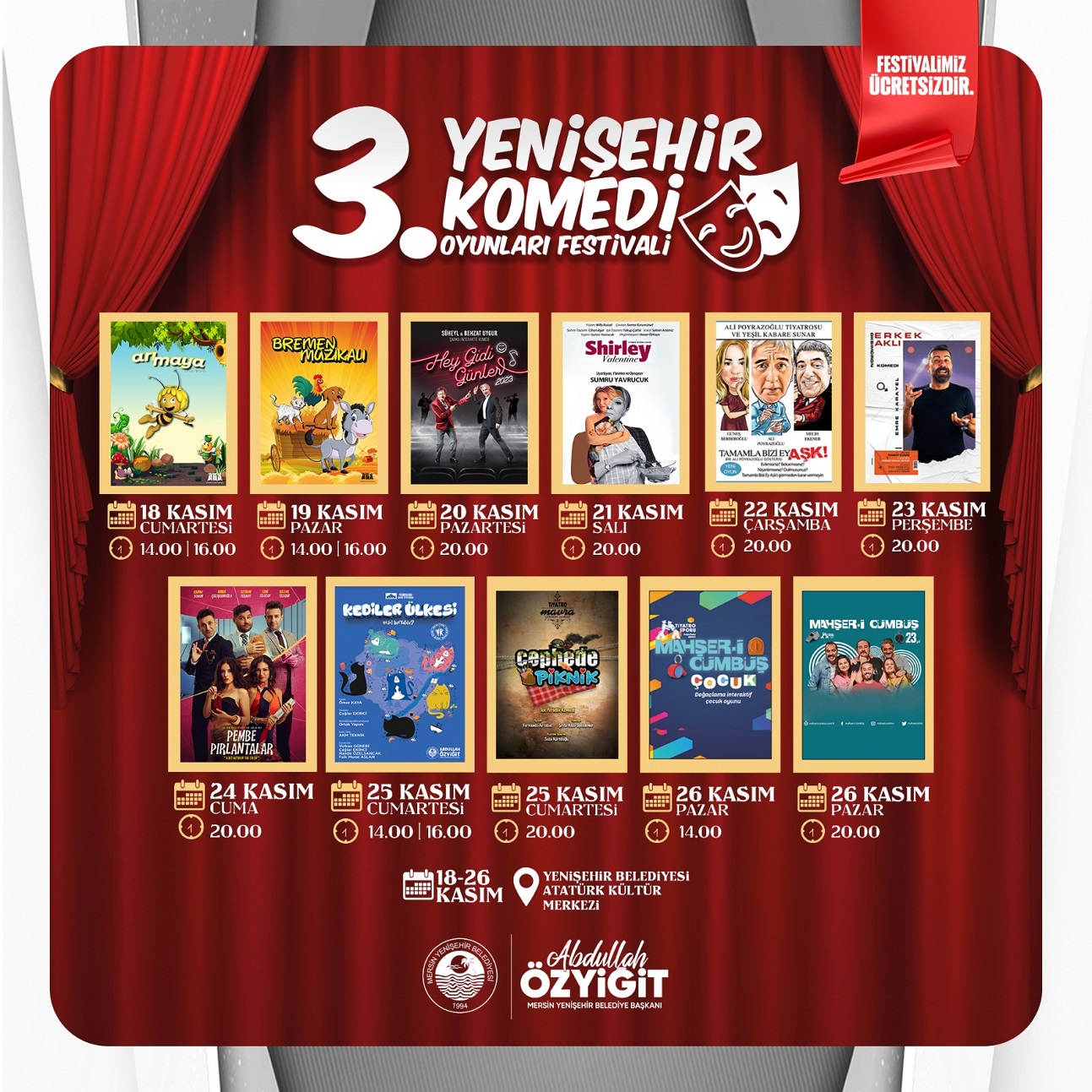 3. Yenişehir Komedi Oyunları Festivali 18 Kasım’da başlıyor (1)