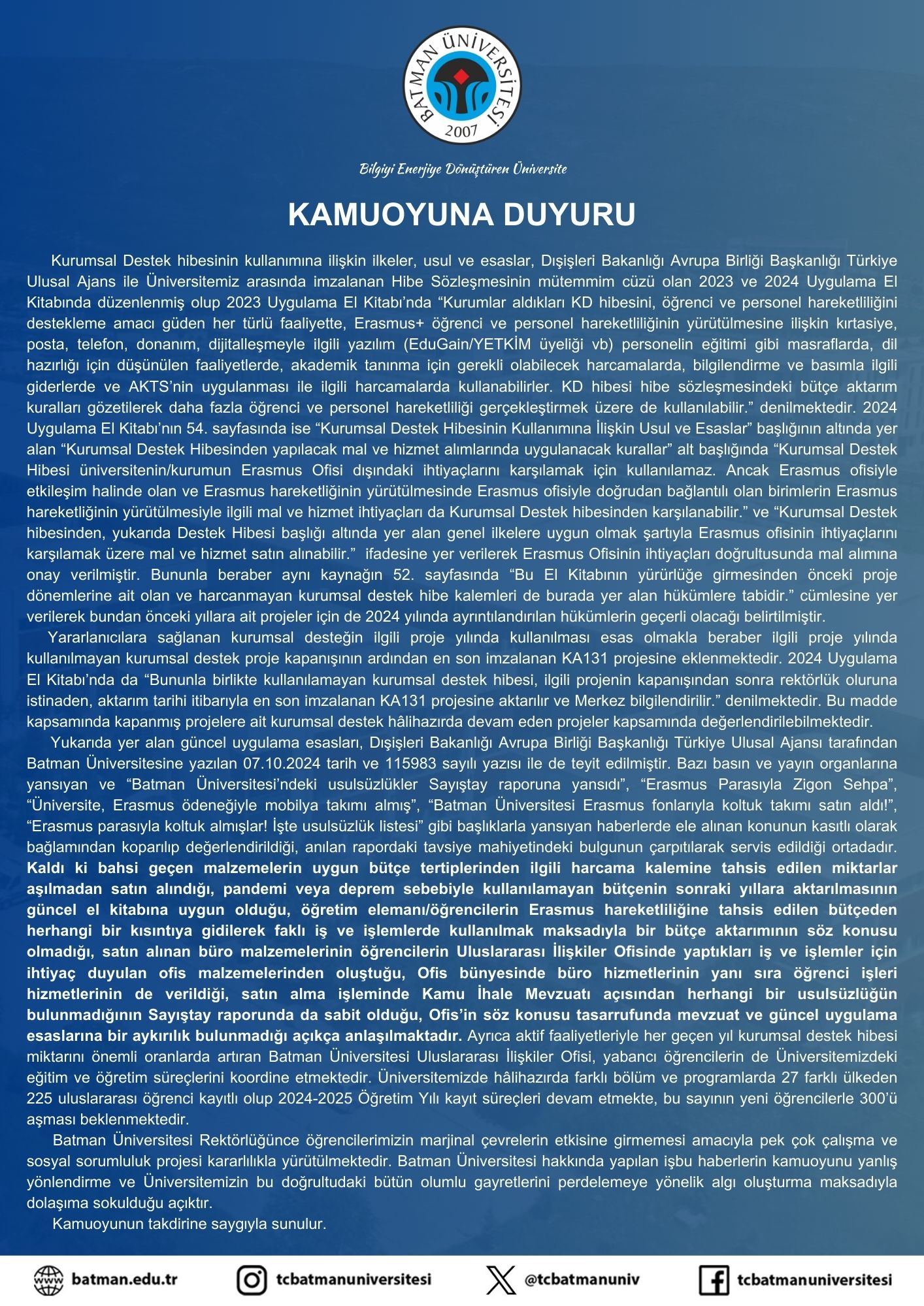 Kurumsal Destek Hibesinin Kullanımına Ilişkin Ilkeler, Usul Ve Esaslar, Dışişleri Bakanlığı Avrupa Birliği Başkanlığı Türkiye Ulusal Ajans Ile Üniversitemiz Arasında Imzalanan Hibe Sözleşmesinin M