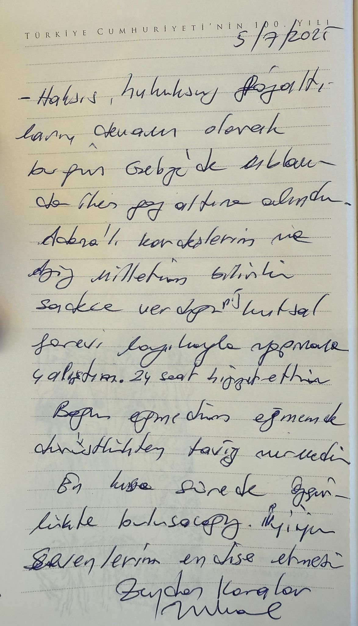 El Yazısı Ile Duygularını Paylaştı Başkan Zeydan Karalar
