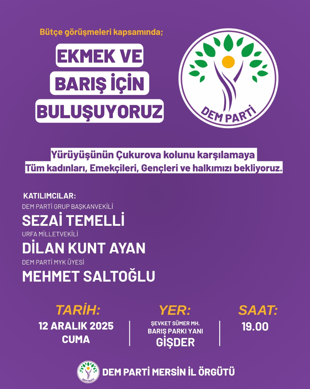 12 Aralık Mersin 19.00