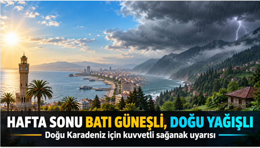 Hafta sonu batı güneşli, doğu yağışlı: Kuvvetli sağanak uyarısı